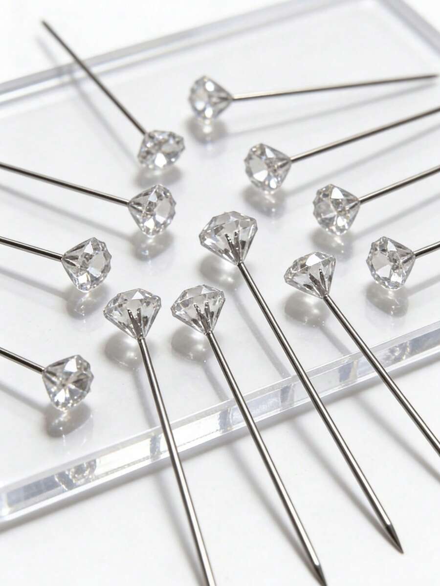 Ghim đầu pha lê dùng làm trang sức - Ghim xâu hạt 5cm/7.1cm, 50/100/200 chiếc, vật liệu may vá thủ công tự làm. - A - Xem 1