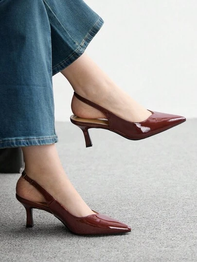 CUCCOO BIZCHIC Women's Fashion Black Pointed Toe Stiletto Heels With Ankle Strap, Suitable For Commuting, Dating, Party, Office, Work