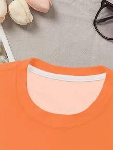 Camiseta casual versátil de manga corta y cuello redondo con estampado floral para niña preadolescente - Multicolor - Ver 6