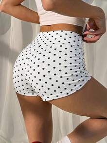 SHEIN EZwear Women's Casual Polka Dot Print Leggings, Summer - White - View 2