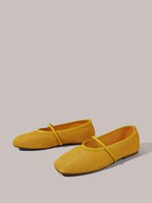 Styleloop 女士鞋履 假日风编织鞋 面条带女士平底鞋 假日风穿搭 波西米亚风穿搭 美式复古风 波西米亚风 西部风 音乐节穿搭 派对穿搭 平底女鞋 - 黃色 - 查看 6