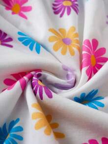 SHEIN | PAW Patrol 女童雏菊印花荷叶边无袖连衣裙 - 粉色 - 查看 9