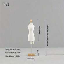 1pc Mini Sewing Human Form Mannequin With Square Base, Clothing Display Teaching Props - Beige - View 14