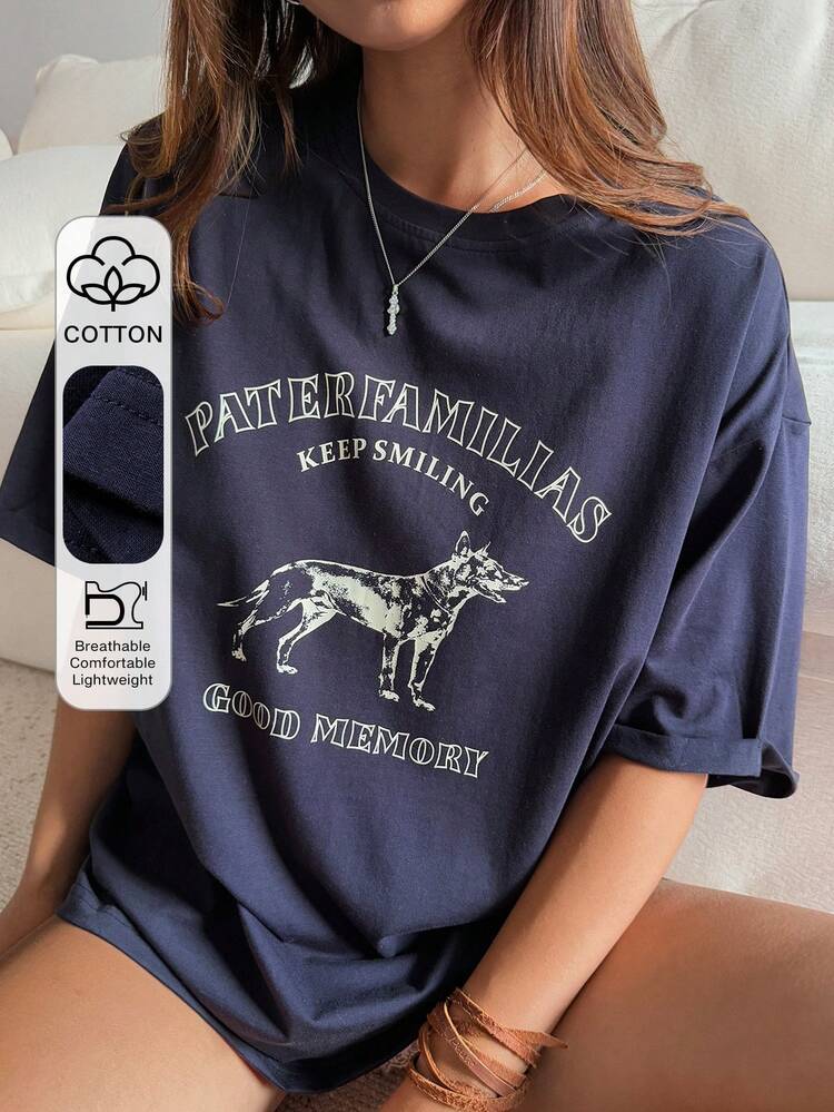 Women's Summer Round Neck Short Sleeve Printed Loose Pullover Casual Street Chic Vacation T-Shirt Graphic Tees Women Oversized
