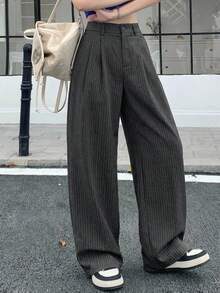 DAZY 女士条纹褶皱休闲哈伦裤 - 淺灰色 - 查看 6