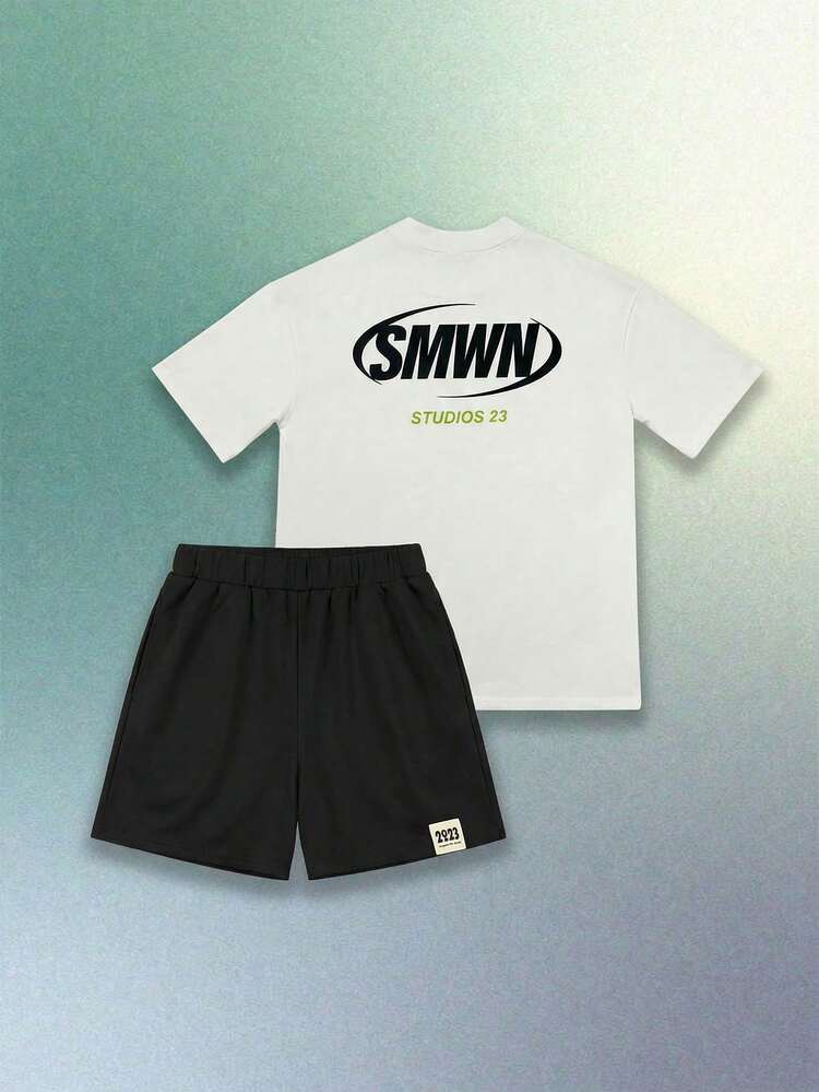 Graphic Tee And Shorts Set