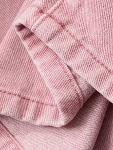 Dazy Plus Quần jeans ống rộng thêu hình trái tim, dáng rộng, thoải mái, size lớn dành cho nữ, phù hợp với mọi mùa - Hồng - Xem 10