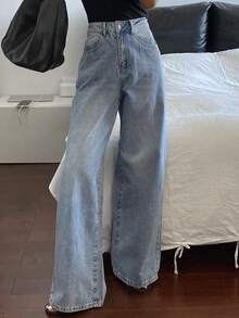 Livesso Quần jeans nữ dáng rộng, thoải mái, kiểu vintage, ống đứng, thích hợp cho mùa xuân, hè, công sở, dạo phố, lễ hội âm nhạc, kỳ nghỉ. - Rửa trung bình - Xem 9