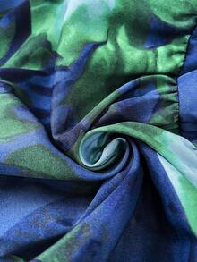 Rometta Robe de cocktail élégante à taille froncée et imprimé tout-sur-tout pour femmes grandes tailles - Vert - Voir 7