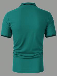 Calvornis Kemeja Polo Pria Kasual dengan Saku Warna Kontras, Formal, dan untuk Acara Khusus - Hijau - View 2