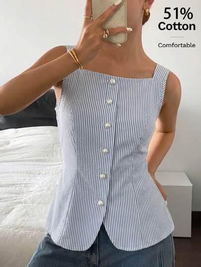 Siren Gaze Gilet cardigan décontracté et élégant pour femmes, rayé, 51% coton, tenue d'été pour dames