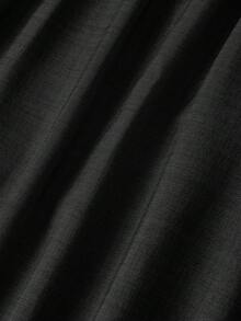 SHEIN MOD 女士纯色高腰百褶优雅半身裙 - 黑色 - 查看 6