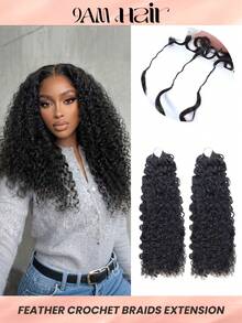 Boho Braids 波西米亚风辫子精灵卷发自然黑色钩针编织真人发接发羽毛线钩针编织无结预分离羽毛真人发18-24英寸50克 - SNatural - 查看 1