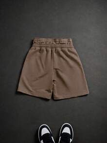 PAVTROS Manfinity Streetrush Men's Casual Loose Waistband Print Drawstring Summer Shorts - Coffee Brown - View 3