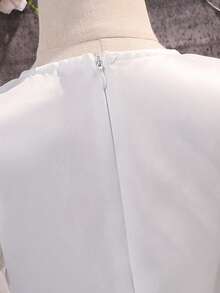 SHEIN Đầm dệt kim màu trơn cổ tròn tay phồng kiểu dáng thường ngày cho bé gái - Nhiều màu - Xem 11