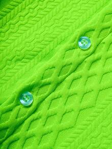 Manfinity Homme Men's Summer Casual Solid Color Textured Shirt And Shorts 2 Pieces Set - Green - View 5