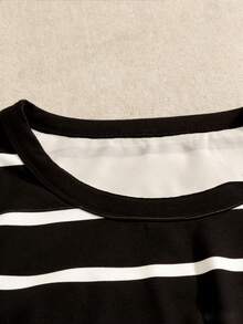 GlowEve CURVE Plus Size Women Black And White Striped Round Neck Tank Top Summer Sleeveless Vest,Versatile Casual Smart Casual Stripe Tops For School New Arrivals - Black - View 3