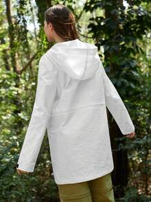 In My Nature Women's Drawstring Waist Hooded Outdoor Windbreaker - White - View 7