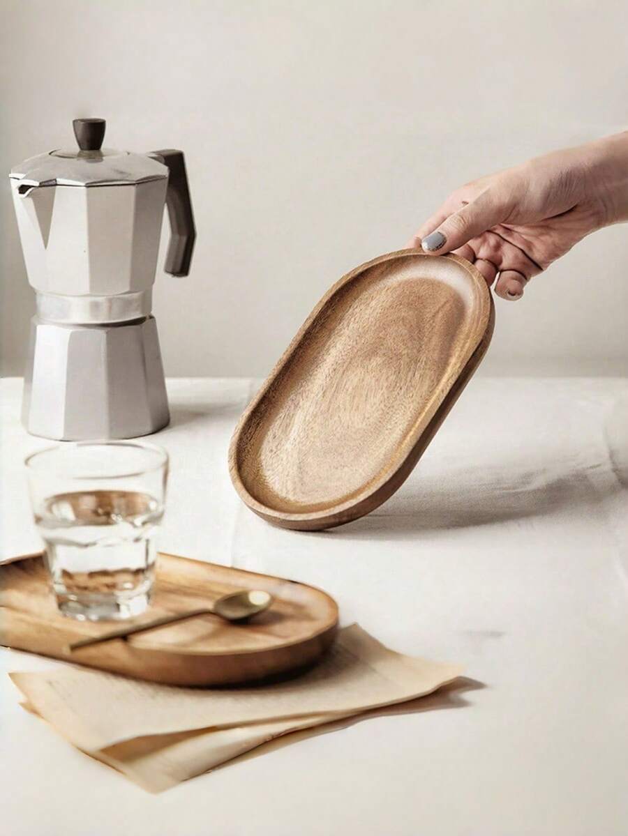 1/2/3/5件装高品质红木杯垫，带木质开槽托盘，防漏防滴，多功能，适用于假日下午茶、厨房餐厅 - 棕色 - 查看 1