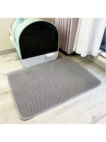 Waterproof And Urine-Proof Double-Layer Foldable Cat Litter Collection Mat, Pet Rug/Mat, Cat-Specific, Pet Cleaning Supplies. - Grey - View 1