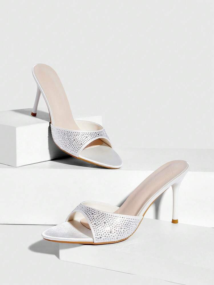 CUCCOO SZL Women's Pointed Toe Rhinestone Embellished Stiletto High Heel Sandals, Sexy Elegant Dress Shoes For Formal Occasions, Party, Date, Afternoon Tea, Daily Commute Spring Shoes
