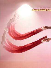 1 par de abanicos de velo de seda de imitación para danza del vientre, hechos a mano, de bambú plegables largos de 1,5 metros y 1,8 metros, velos fluidos para actuaciones, herramientas de danza ligeras para mujeres profesionales, para fiestas y festivales AHOT - gradiente rojo - Ver 6