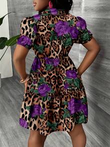 Slaydiva Plus Size Women Button Front Dress, Suitable For Summer - Multicolor - View 2