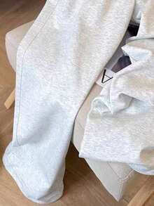 Resyla Retro American Y2K Style Minimalist Women Sweatpants - Light Grey - View 4