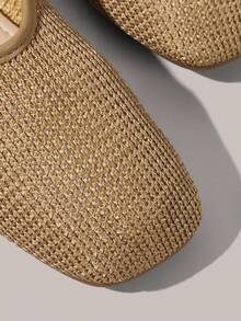 Styleloop 女士鞋履 假日风编织鞋 面条带女士平底鞋 假日风穿搭 波西米亚风穿搭 美式复古风 波西米亚风 西部风 音乐节穿搭 派对穿搭 平底女鞋 - 棕色 - 查看 4