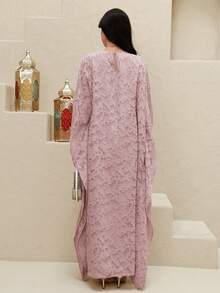 Yasmyna Đầm Ả Rập dáng rộng thanh lịch tay cánh dơi khoét eo dành cho nữ - Bụi hồng - Xem 3