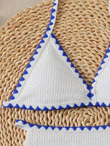 SHEIN Tween Girl Fitted Casual Minimalist Comfortable Textured Fabric Swimwear Set - Apricot - View 3