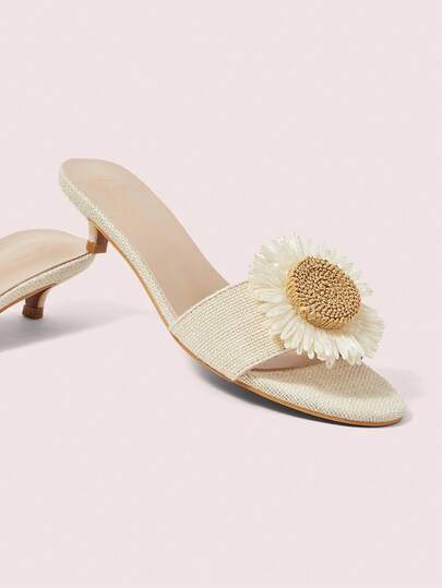 CUCCOO DOLLMOD 法式时尚优雅通勤舒适百搭短跟圆头贴纸向日葵小猫女士字样酷炫拖鞋