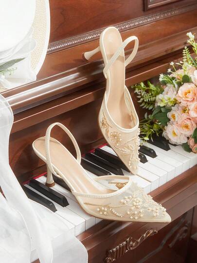 CUCCOO HITCHD Damen Spitzschuh Jacquard Alltagsmode vielseitige High Heels Valentinstag elegante Schuhe Hochzeitsschuhe