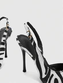 CUCCOO BIZCHIC Giày cao gót mũi nhọn gợi cảm dành cho nữ phù hợp cho cả việc đi làm hàng ngày lẫn các bữa tiệc thời trang. - Đen và trắng - Xem 4