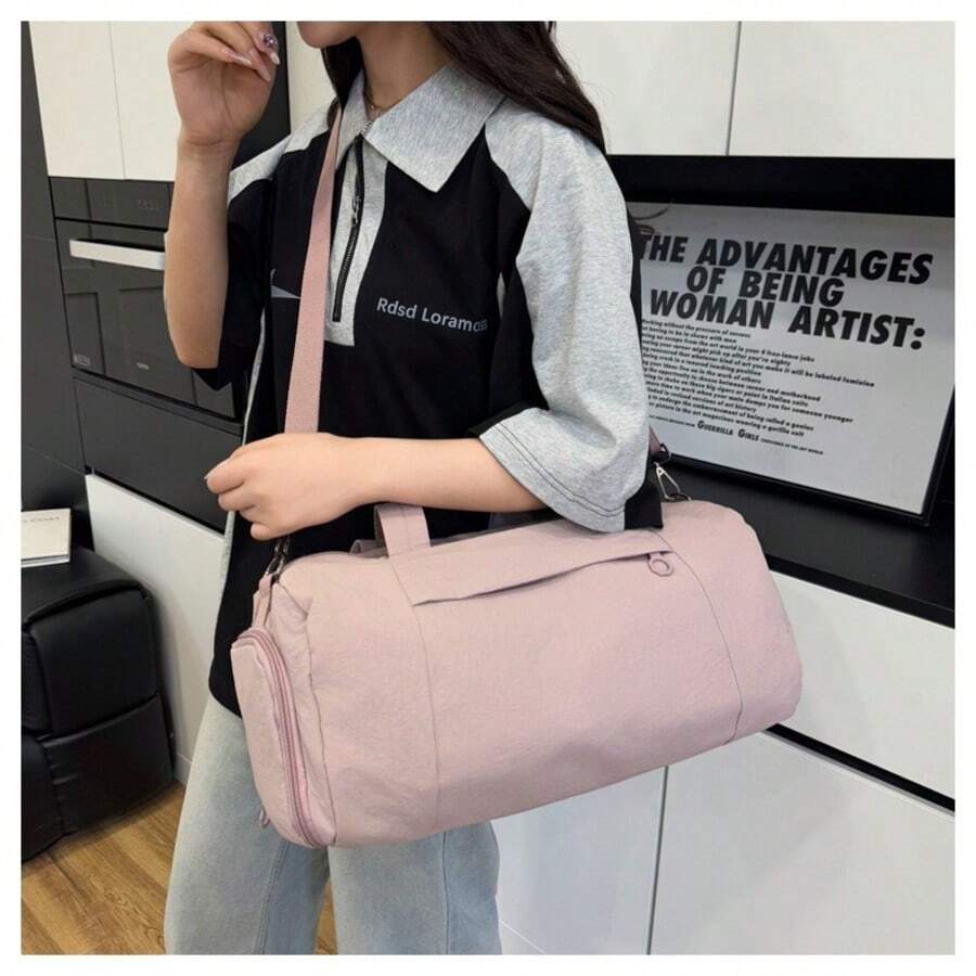 男女通用休闲运动包，单肩斜挎包，手提包，适合学校、大学、健身、瑜伽、普拉提、周末旅行、过夜旅行等场合。 - 多色 - 查看 1
