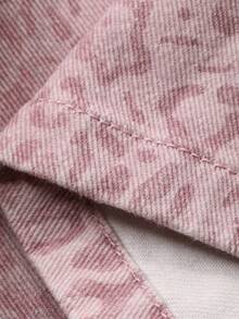 DAZY Quần short denim nữ dáng rộng, ống rộng, in họa tiết da báo, có túi, kiểu dáng thường ngày. - Hồng - Xem 8