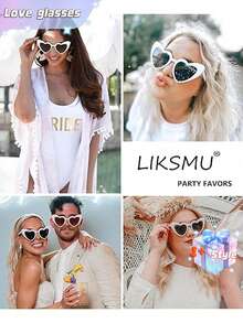 10 chiếc kính thời trang trang trí hình trái tim dễ thương và thú vị dành cho cả nam và nữ, thích hợp cho tiệc cưới, tiệc khiêu vũ, v.v., màu trắng, Giáng sinh - Nhiều màu - Xem 6