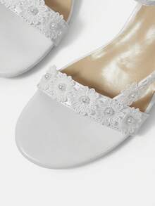 CUCCOO HITCHD 婚礼派对简约大方时尚百搭休闲职场通勤女式高跟凉鞋 - 白色 - 查看 4