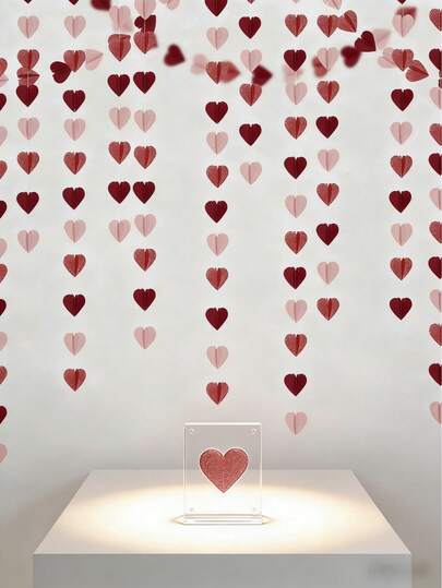 Dây trang trí hình trái tim 3D màu vàng hồng, hồng đỏ tía, đỏ dài 3m (9,84ft) dùng để treo trang trí cho Ngày Valentine, Đám cưới, Lễ đính hôn, Tiệc cô dâu, Tiệc độc thân.