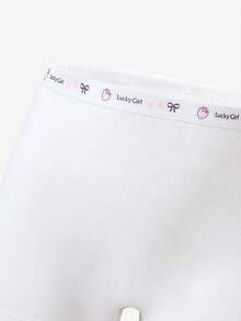 4pcs Girls' Cotton Cute Printed Panties, Assorted Colors Shorts 4 Pack,Sweet Waistband Patchwork Classic White Boxer Briefs - White - View 5