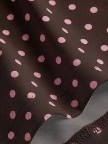 SHEIN EZwear Đầm ôm sát dệt kim họa tiết chấm bi tương phản màu hồng, kiểu dáng giản dị, gợi cảm, thích hợp cho kỳ nghỉ hè, đi biển, lễ hội âm nhạc, mùa tốt nghiệp. - Nhiều màu - Xem 3