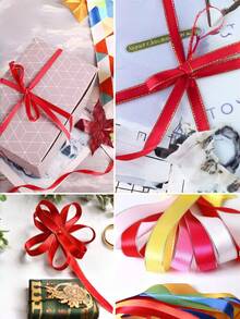 1 PC Multicolor Gift Wrapping DIY Crafts Bow Making Hair Accessories Double Gold Edge Satin Ribbon Wedding Party Holiday Decoration Supplies Handmade Material Event Decor Ribbons - red - View 17