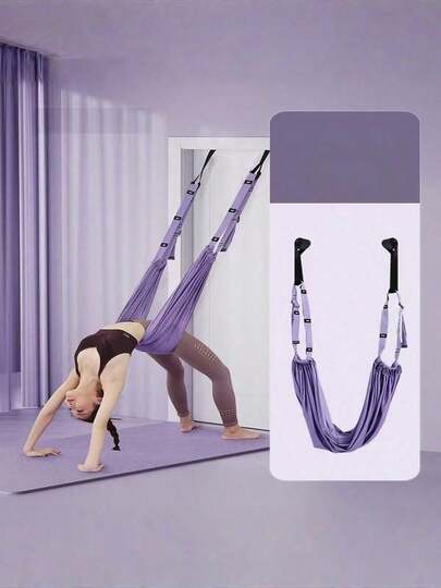 Cuerda de inversión para puerta montada en la pared, de color morado/rosa, para entrenamiento de yoga en casa, ayuda para estiramientos, fuerza del núcleo y flexibilidad
