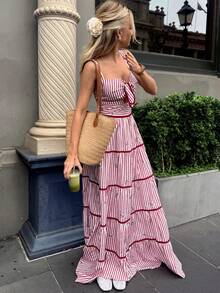 Elyressa 一位女士织造的优雅长款夏日连衣裙 - 粉色 - 查看 1