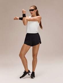 GLOWMODE Ultrafine Soft Seamless Rise & Run Waist Length Sweat-Wicking Back Mesh Panels Regular Fit Muscle Tank Running Jogging Training Tennis Golf Workout Gym Wear - White - View 3