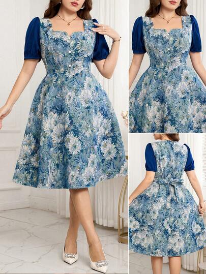 Reflora Plus Size Women Floral Print Elegant Party Dress, Suitable For Summer
Summer Dresses For Women,Summer Outfits For Women, Spring Outfit Women,Spring Clothes Women, Spring Dress Women,Easter Dress Women,Festival Dresses,Festival Outfits For Women,Elegant Dresses For Party, Elegant Party Dresses For Women,Beach Outfit For Women,Wedding Guest Dress For Women, Wedding Party Dress, Weddings & Events,Luxury Evening Dresses For Weddings, Bridesmaid Dress, Dress For Wedding Guest, Graduation Dress For Women, Graduation Outfit For Mother,Graduation Ceremony,Going Out,Prom Dresses, Ball Gown,Birthday Outfits For Women, Birthday Dresses For Women,Elegant Dresses For Women,Elegant Dresses For Party, Elegant Dresses For Ladies,Elegant Long Dress,Casual Long Dress,Holiday Outfits For Women, Summer Holiday Outfits,Vacation Dresses,Luxury Evening Dresses For Women,Luxury Evening Dresses For Weddings, Formal Dresses For Women,Mother Of Groom Dress,Teal Dress Plus Size