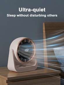 Teckwe 桌面无叶风扇，2000mAh + 2000mAh 总容量 4000mAh，USB 充电，多功能桌面风扇，100 档风速调节，静音涡轮风扇，空气冷却器，带液晶显示屏。（本产品不含充电线。） - 多色 - 查看 3