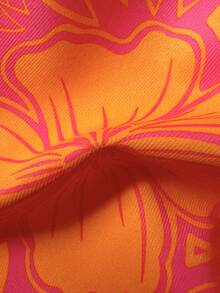 Swim Mod Top de bikini con estampado aleatorio, decoración metálica y cuello halter para mujer, primavera/verano - Multicolor - Ver 5