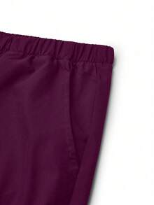 TaskEZ Scrubs Set: V-Neck Short Sleeve Top & Pants Scrub Uniform For Healthcare Workers - Red Violet - View 3