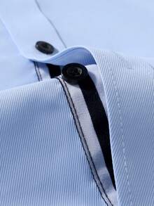 Manfinity Mode Men's Single-Breasted Casual Versatile Commuting Long Sleeve Shirt - Blue - View 6